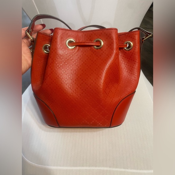 New tags Gucci Bright Diamante leather medium bucket bag red high end designer - Picture 16 of 17